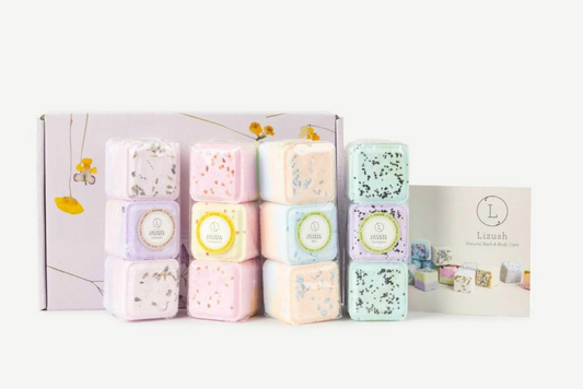 Enjoy this luxury set of 12 shower steamers that have been created especially for those who not only love a great scent but also love the power of relaxing and refreshing essential oils in their shower!  This box is truly a unique handmade gift that will pamper the recipient. Perfect to enjoy by yourself, or as bridal shower favors, baby shower gifts, wedding gifts, or parties.