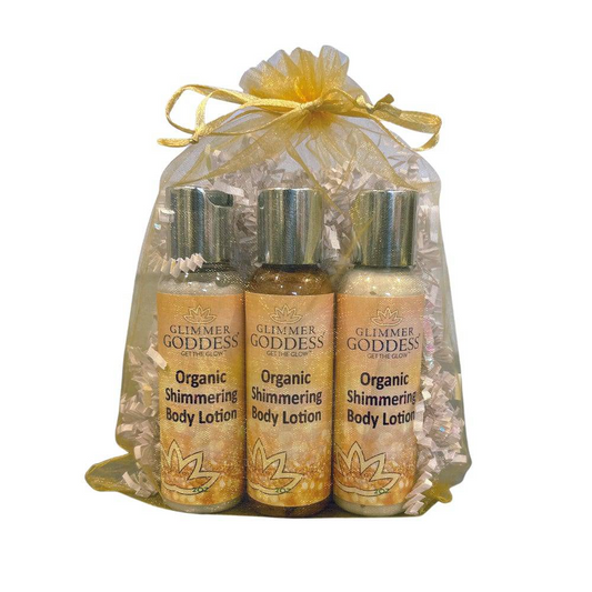 Get Up & Glow Organic Shimmering Body Lotion Travel Size Gift Set