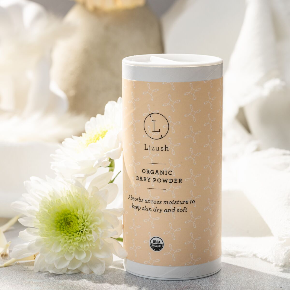 Formulated with organic ingredients for baby's delicate skin Absorbs excess moisture to keep skin dry and soft
